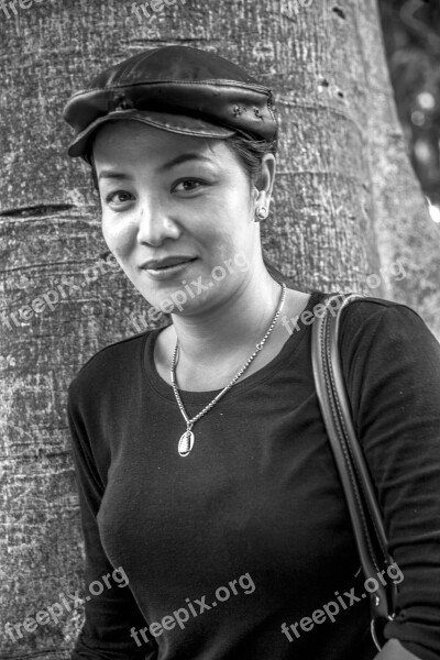 Viet Nam Woman Portrait Black And White Free Photos