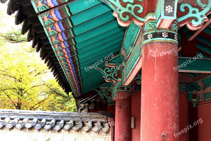 Traditional Houses Glyph Forbidden City Roof Republic Of Korea