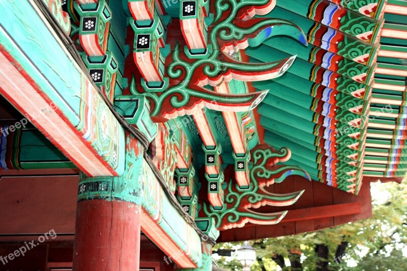 Roof Traditional Houses Glyph Forbidden City Republic Of Korea