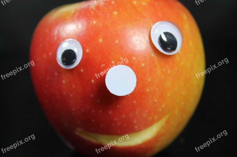 Apple Face Eyes Nose Fruit