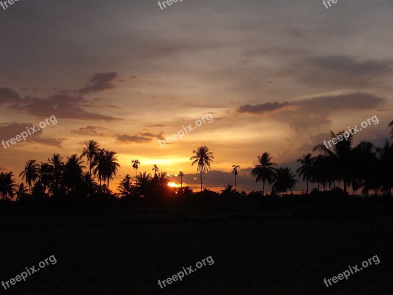 Thailand Asia Landscape Sunset Far East