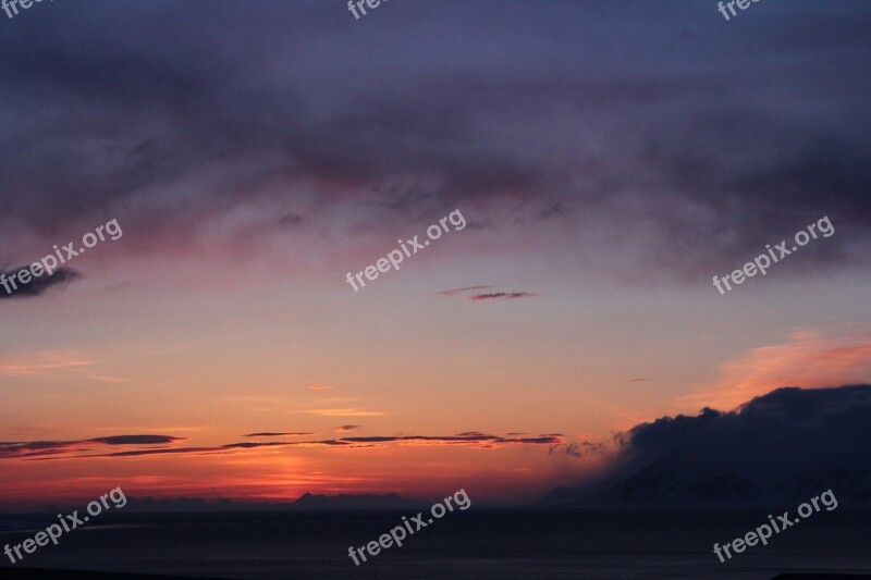 Arctic Sunset Svalbard Night Polar Day