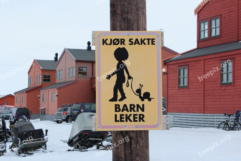 Kids Security Road Sign Norway Svalbard