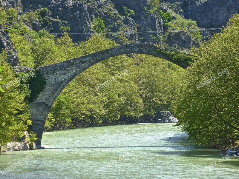 Bridge Stone Greece Crossing Historical