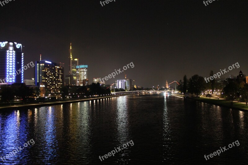 Night Frankfurt Main City Architecture