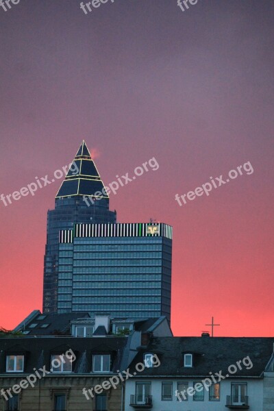 Frankfurt Messeturm Sunset Frankfurt Am Main Germany Architecture