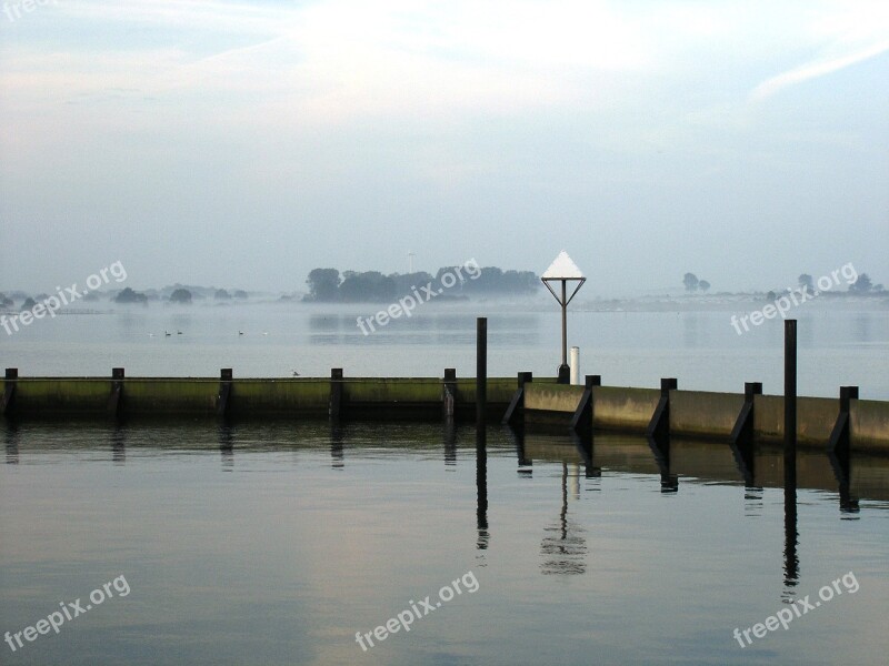 Fog Port Lake Marina Mirroring