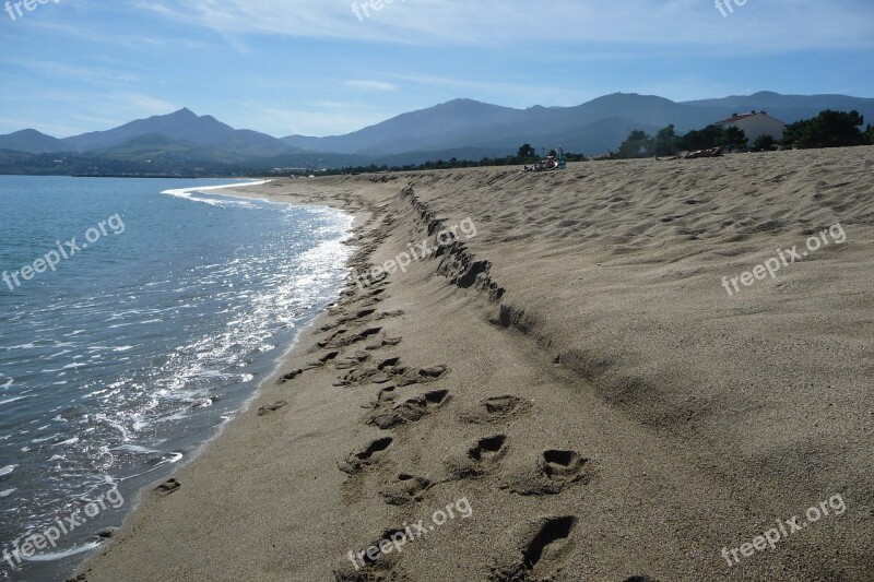 Beach Mediterranean Footprints France Sand