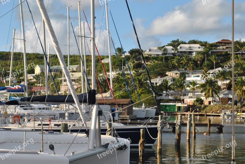 Caribbean Saint Martin Oyster Pond Marina Harbor West Indies