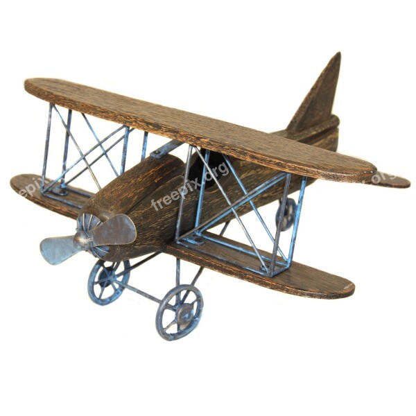 Vintage Plane Biplane Wood Fly