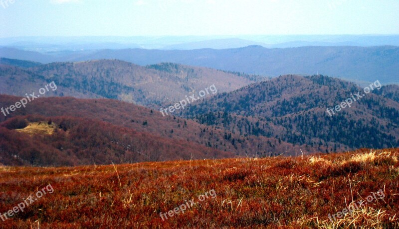 Poland Bieszczady Spring Mountains The Horizon