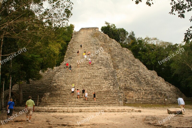 Pyramid Mayan Culture History Old Building Tourism