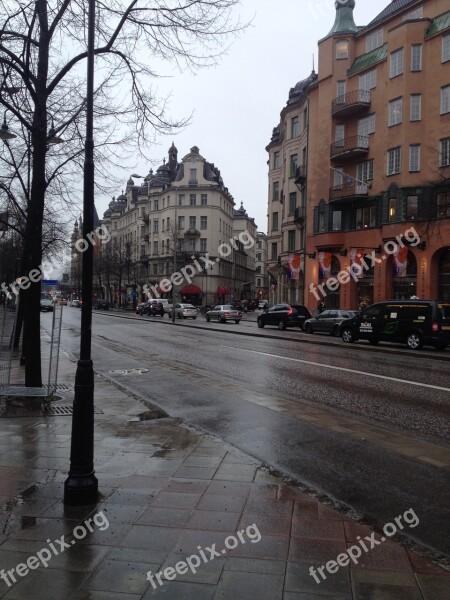 Stockholm Rainy Day Town Architecture Swedish