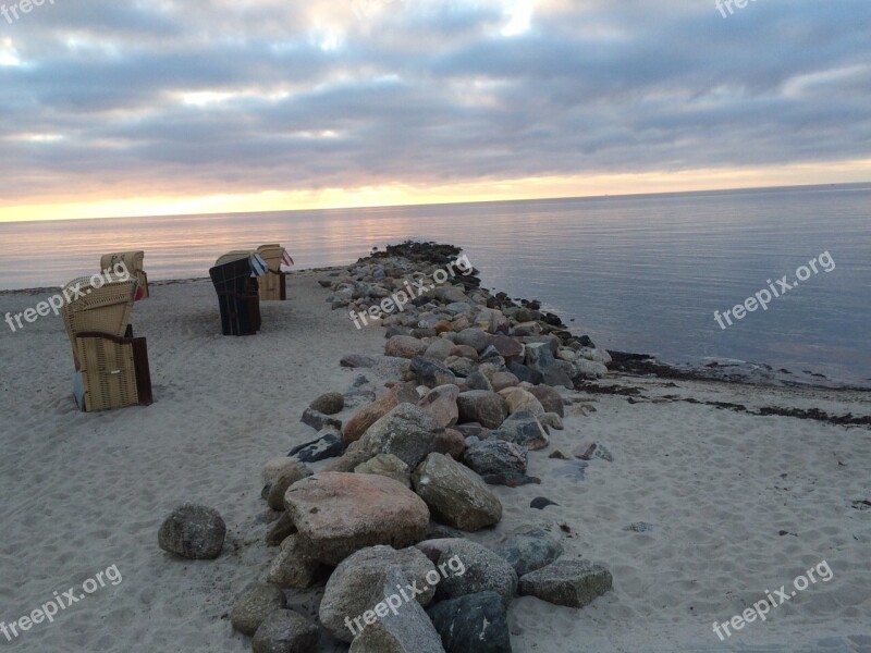 Beach Beach Chair Sand Sunset Stones