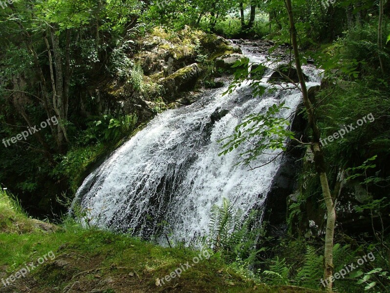 Auvergne Waterfall Water River Cascade