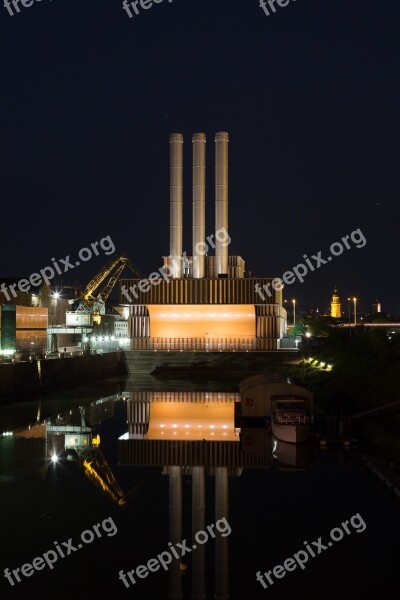 Würzburg Müllheizkraftwerk Germany Main Night Photograph