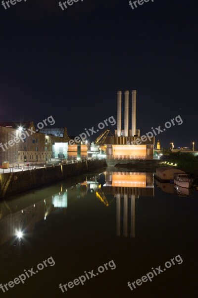 Würzburg Müllheizkraftwerk Germany Main Night Photograph