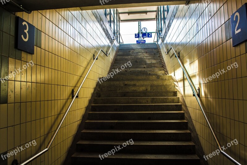 Tunnel Stairs Railway Station Light Yellow