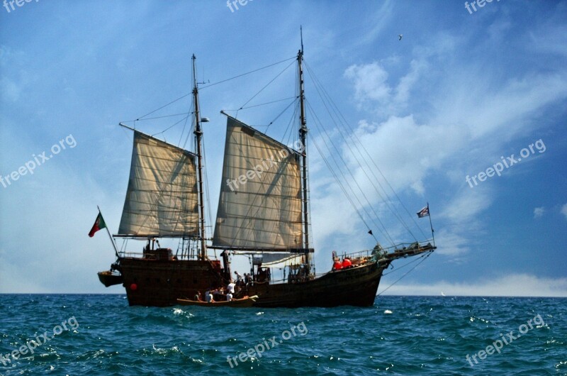 Pirate Ship Portugal Algarve Sea Wave