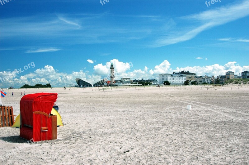 Warnemünde Beach Beach Chair Sand Beach Lighthouse