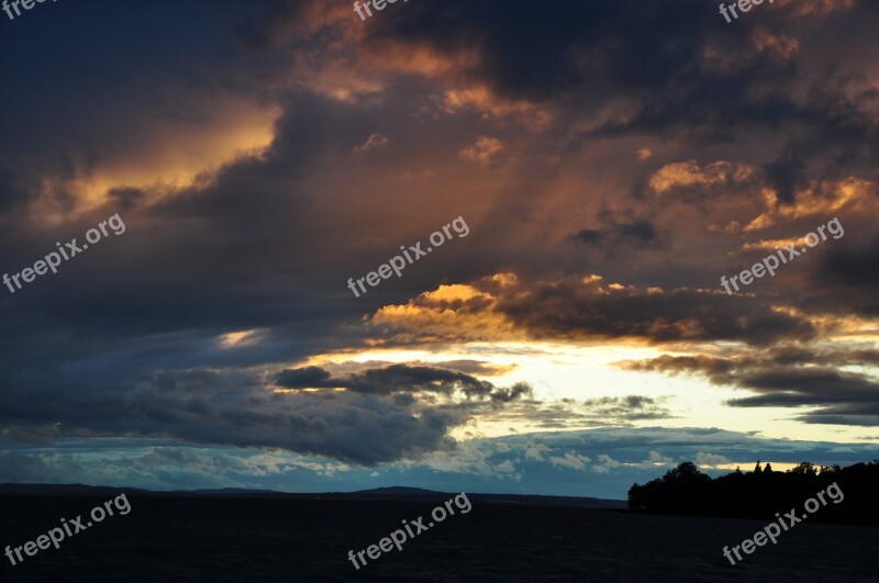 Lake Abendstimmung Clouds After Storm Evening Sky