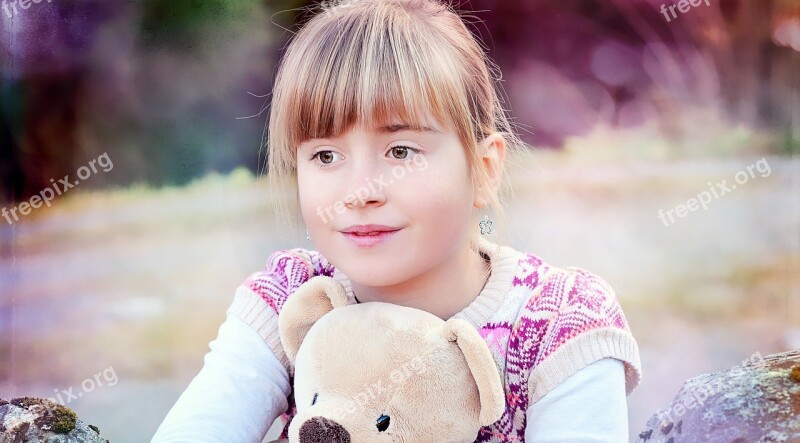 Human Child Girl Face Teddy Bear