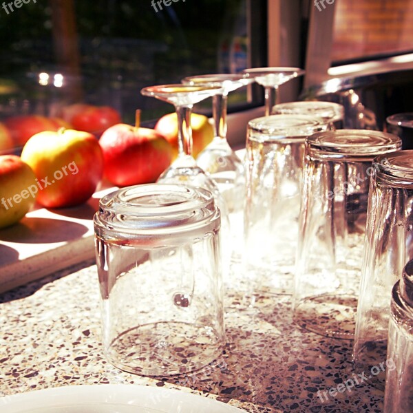 Glass Sunlight Countertop Drying Apples