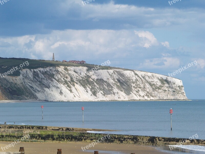 Beach Uk Isle Of Wight Cliffs Sunny