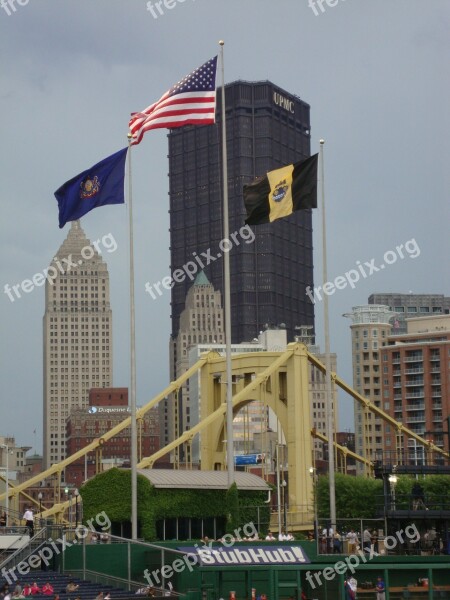 Flags Pittsburgh View From The Pnc Park Pensylvania Free Photos