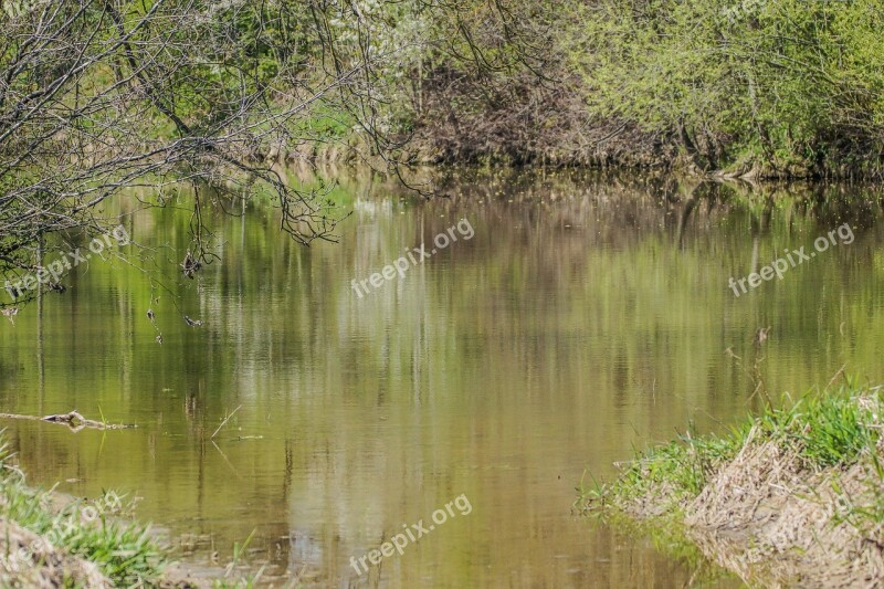 Jagst River Nature Mirroring Landscape