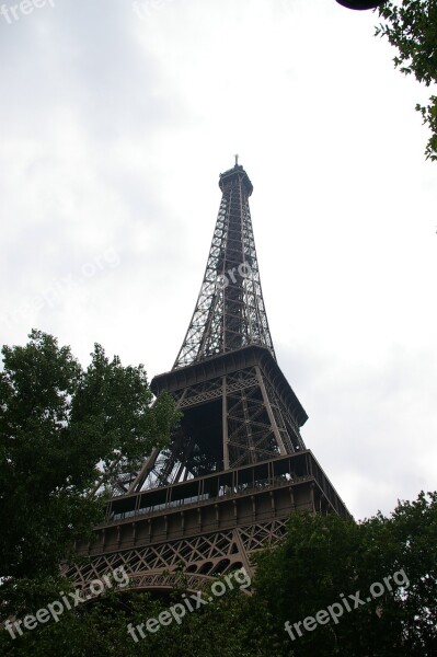 Eiffel Tower Paris Cloudy France Architecture