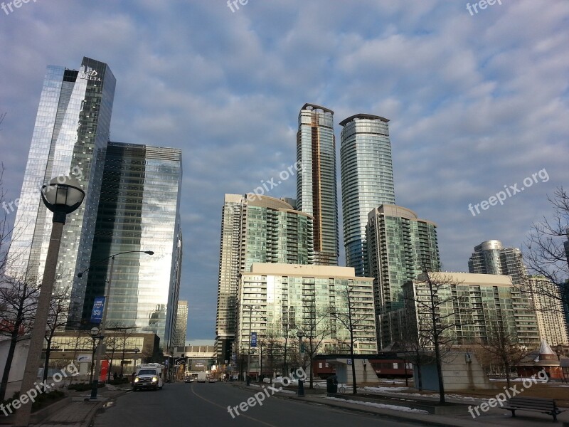 City Buildings High Sky Modern Architecture