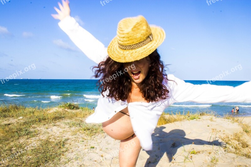 Pregnant Women Sea Beach Sun