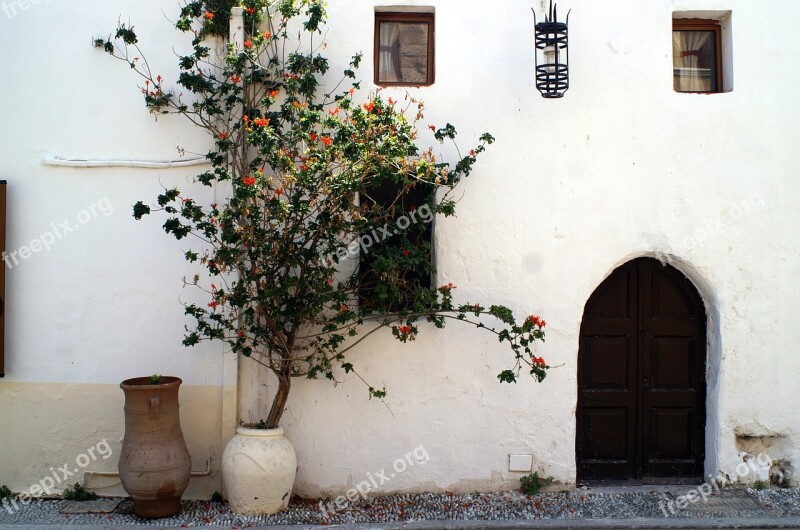 Greece Rhodes Old Houses Cobblestones Facade