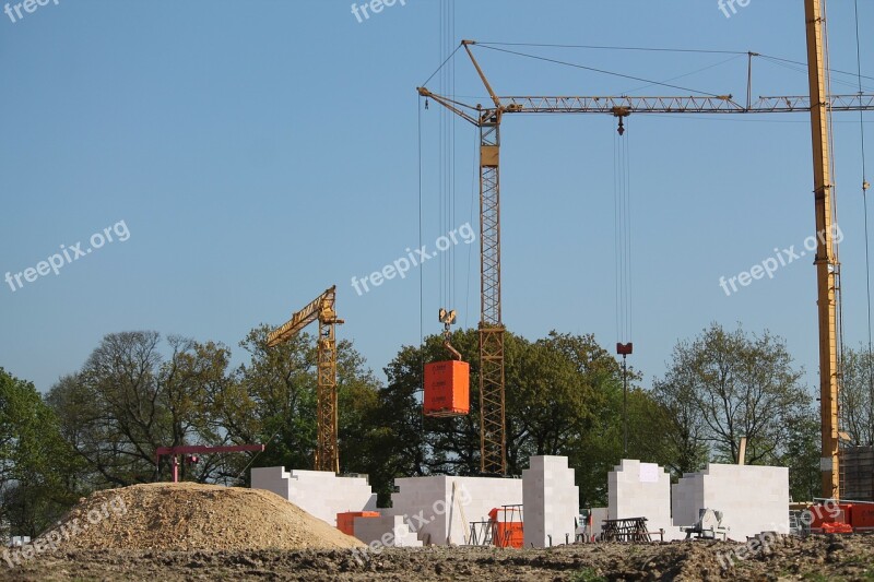 Site Crane Baukran Build Sky