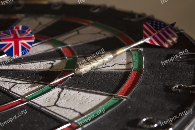 Dart Board Close-up Arrows Flags American