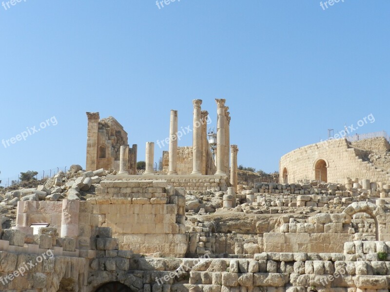 Roman Columns Jerash Jordania Jordan Free Photos