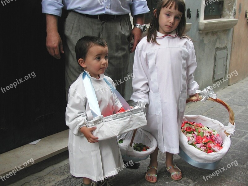 Children Flowers Catholic First Communion Italy