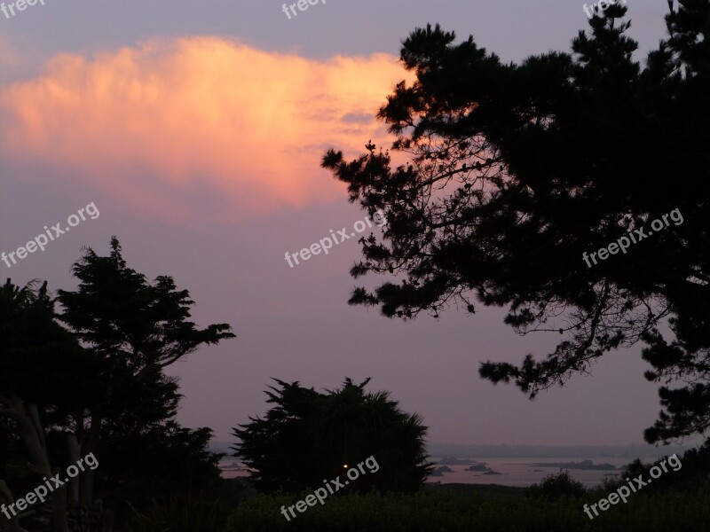 Brittany Landscape Clouds Abendstimmung Springtide