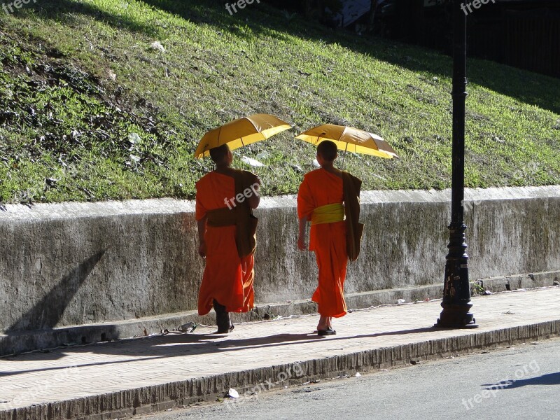 Monks Laos Buddhism Free Photos