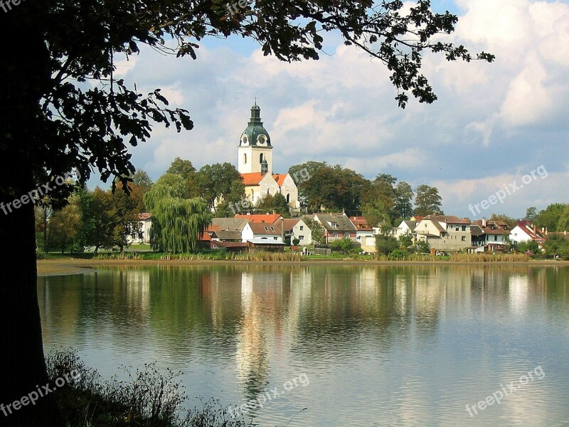 Church Village Idyllic Pond South Bohemia