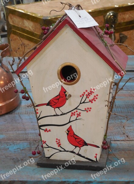 Cardinal Bird House Bird House White