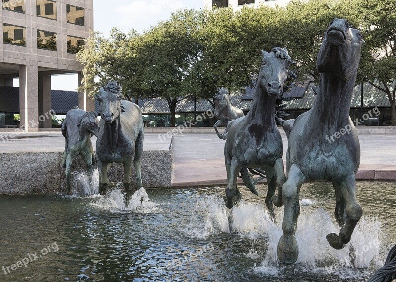 Mustangs Sculpture Bronze Gallop Landmark