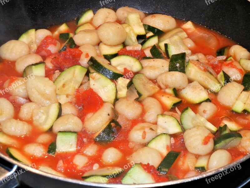 Gnocchi Zucchini Tomatoes Garlic Food