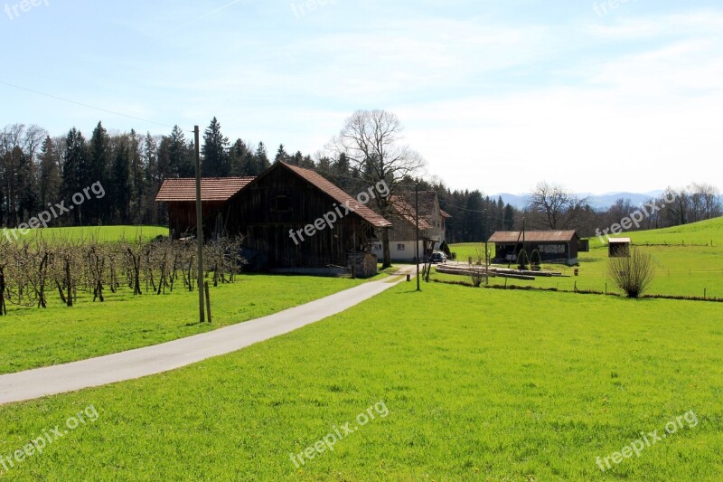 Agriculture Farm Farmhouse Barns Green Landscape