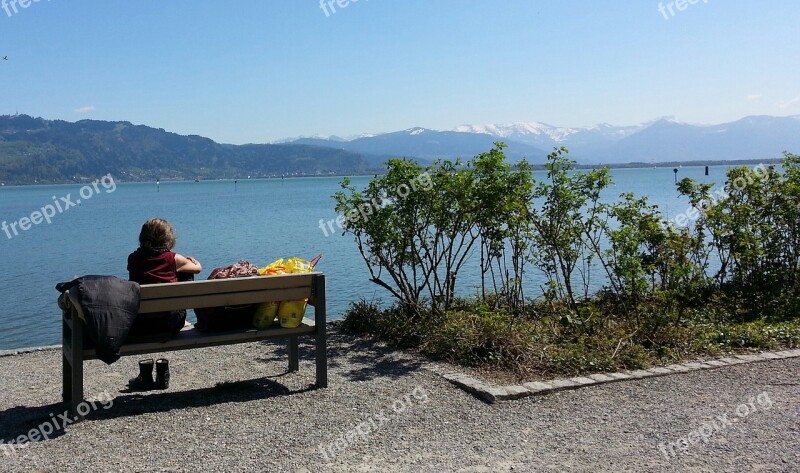 Lake Constance Lindau Woman Bank Shopping