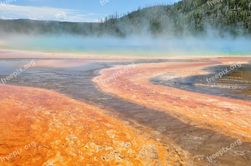 Landscape Yellowstone Thermal Hot Springs Free Photos