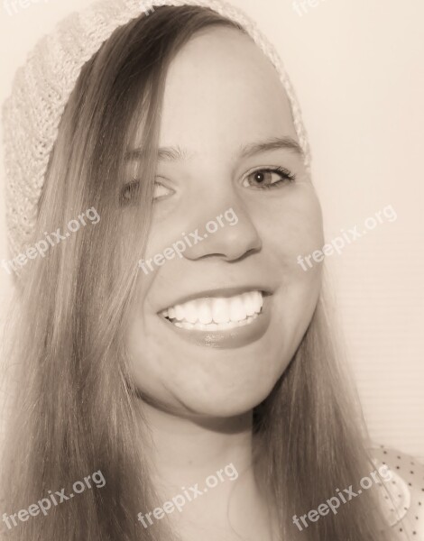 Girl Young Woman Face Portrait Smile