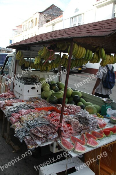 Market Fruit Grenada Food Traditional