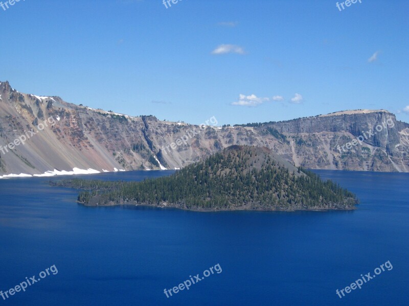 Wizard Island Crater Lake Cascade Mountains National Park Oregon